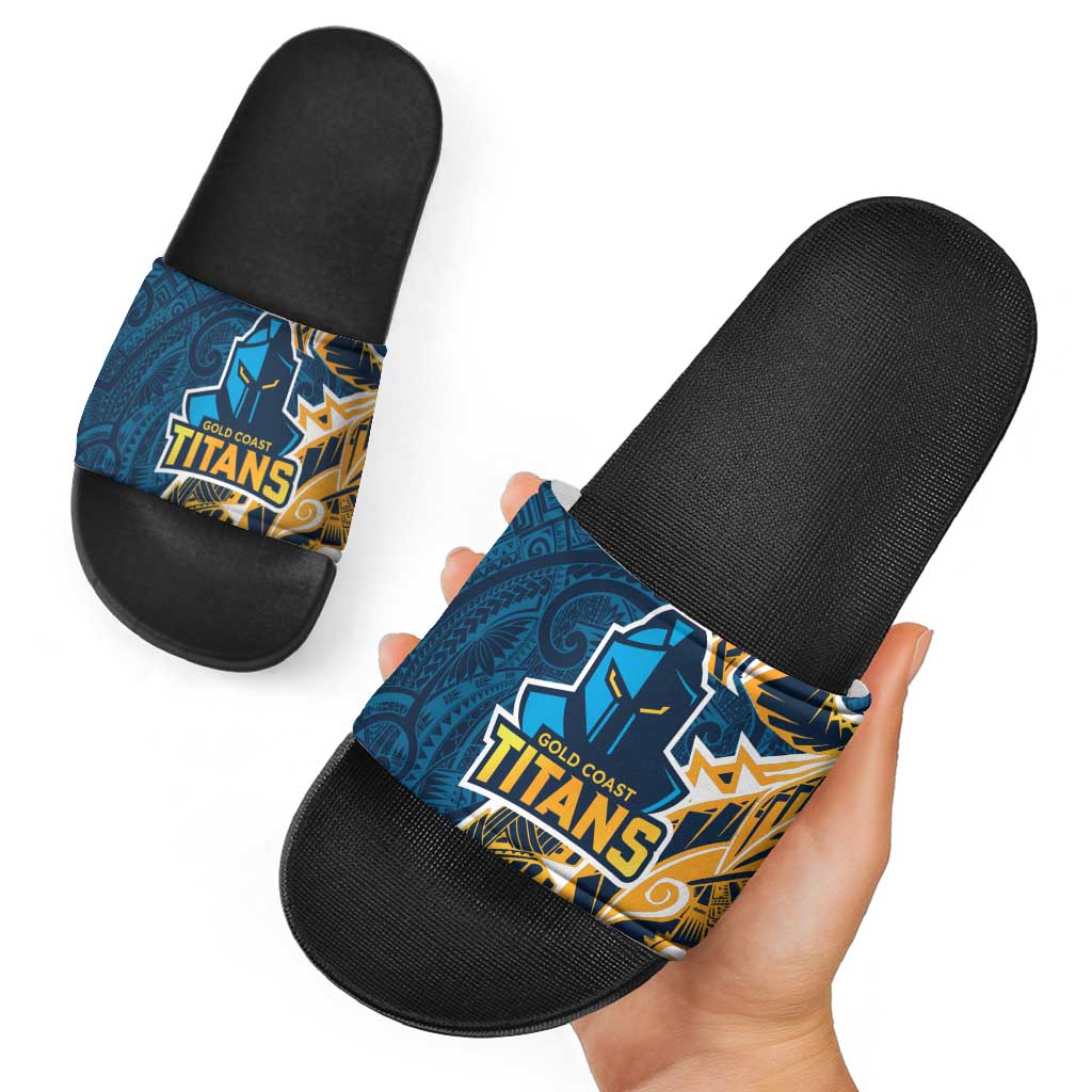 Gold Coast Titans Slide Sandals Polynesian Tribal Tattoo Pacific Sport Art