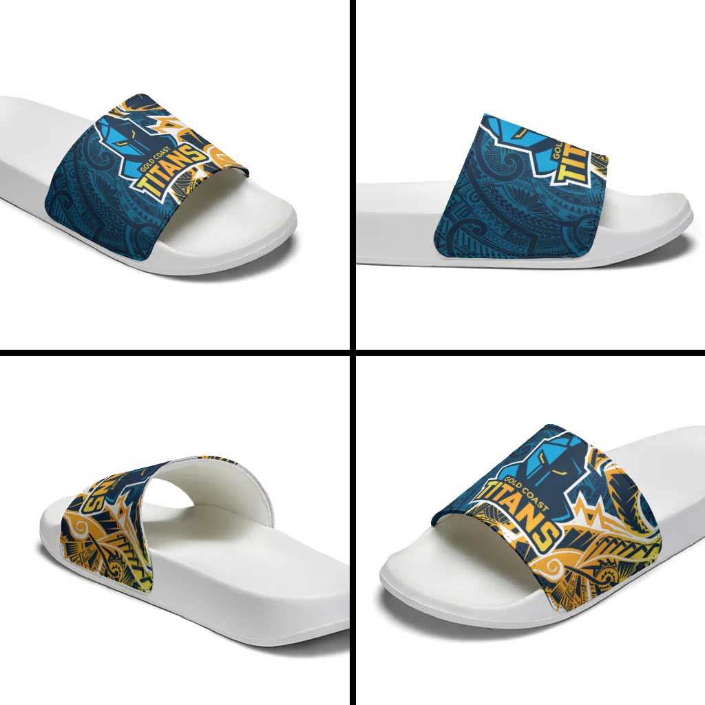 Gold Coast Titans Slide Sandals Polynesian Tribal Tattoo Pacific Sport Art
