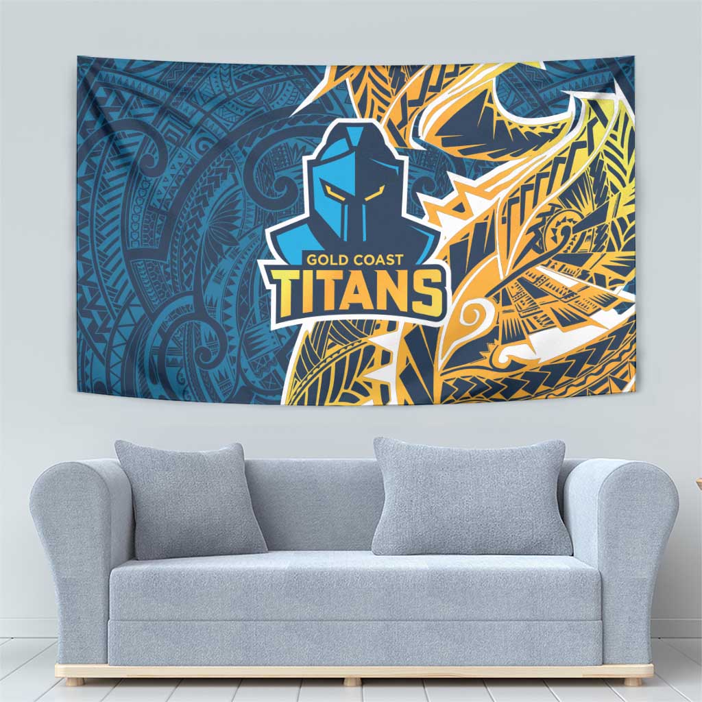 Gold Coast Titans Tapestry Polynesian Tribal Tattoo Pacific Sport Art