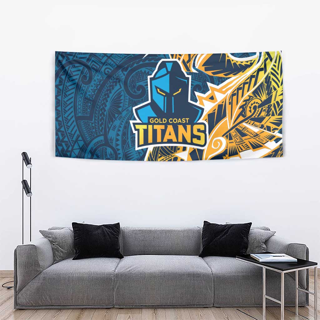 Gold Coast Titans Tapestry Polynesian Tribal Tattoo Pacific Sport Art