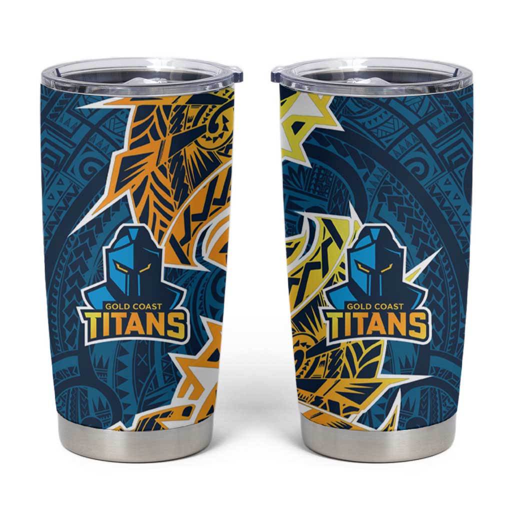 Gold Coast Titans Tumbler Cup Polynesian Tribal Tattoo Pacific Sport Art