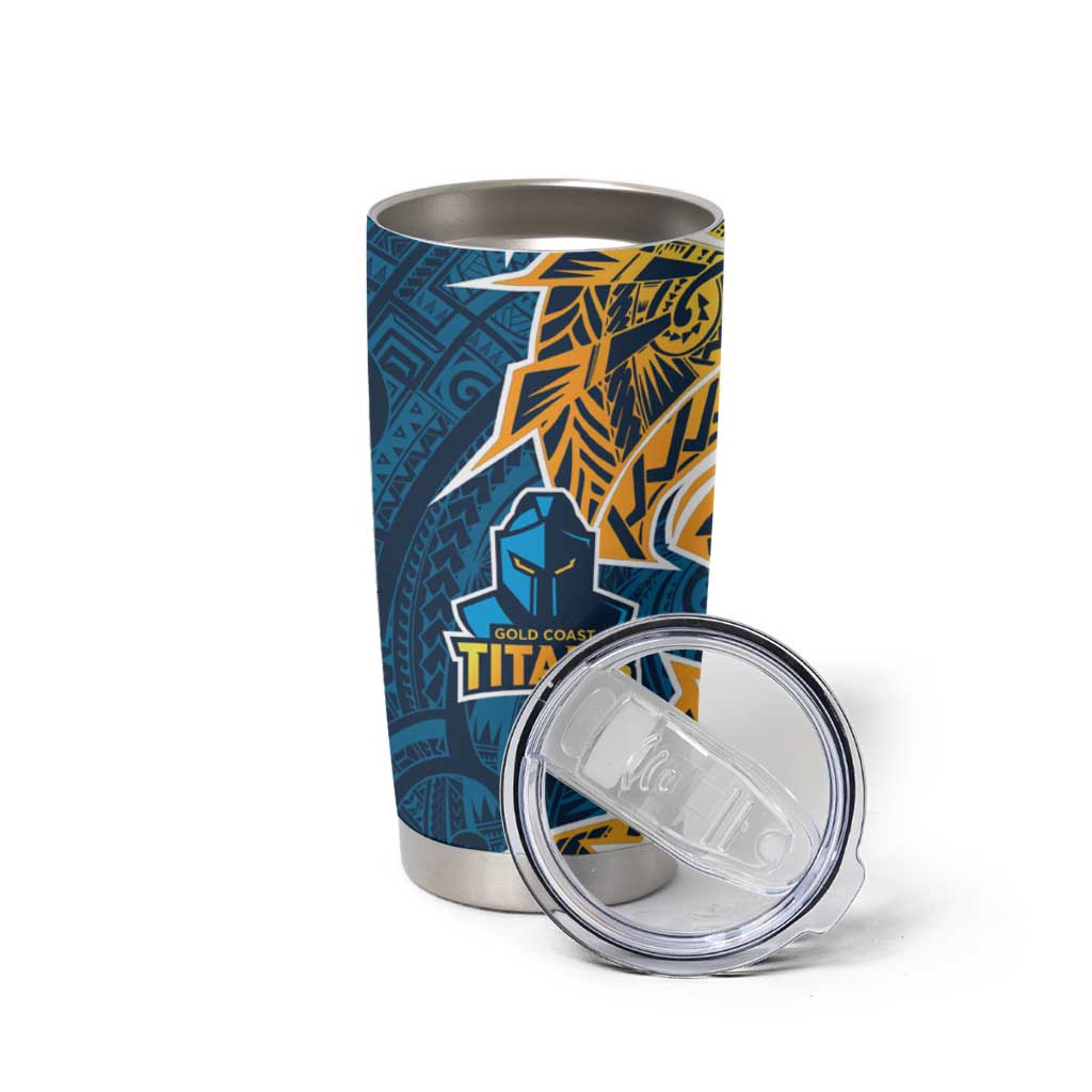 Gold Coast Titans Tumbler Cup Polynesian Tribal Tattoo Pacific Sport Art