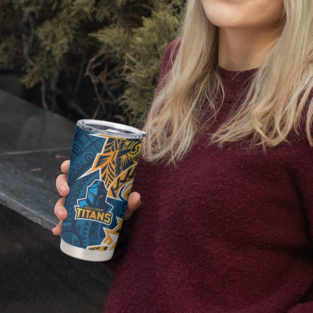 Gold Coast Titans Tumbler Cup Polynesian Tribal Tattoo Pacific Sport Art