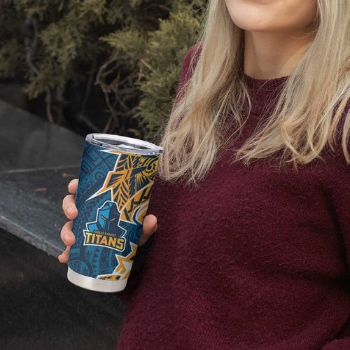 Gold Coast Titans Tumbler Cup Polynesian Tribal Tattoo Pacific Sport Art