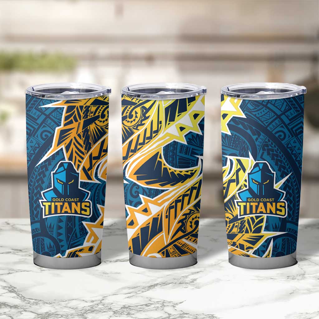 Gold Coast Titans Tumbler Cup Polynesian Tribal Tattoo Pacific Sport Art