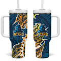Gold Coast Titans Tumbler With Handle Polynesian Tribal Tattoo Pacific Sport Art
