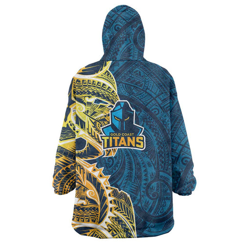 Gold Coast Titans Wearable Blanket Hoodie Polynesian Tribal Tattoo Pacific Sport Art