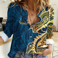Gold Coast Titans Women Casual Shirt Polynesian Tribal Tattoo Pacific Sport Art