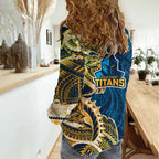 Gold Coast Titans Women Casual Shirt Polynesian Tribal Tattoo Pacific Sport Art