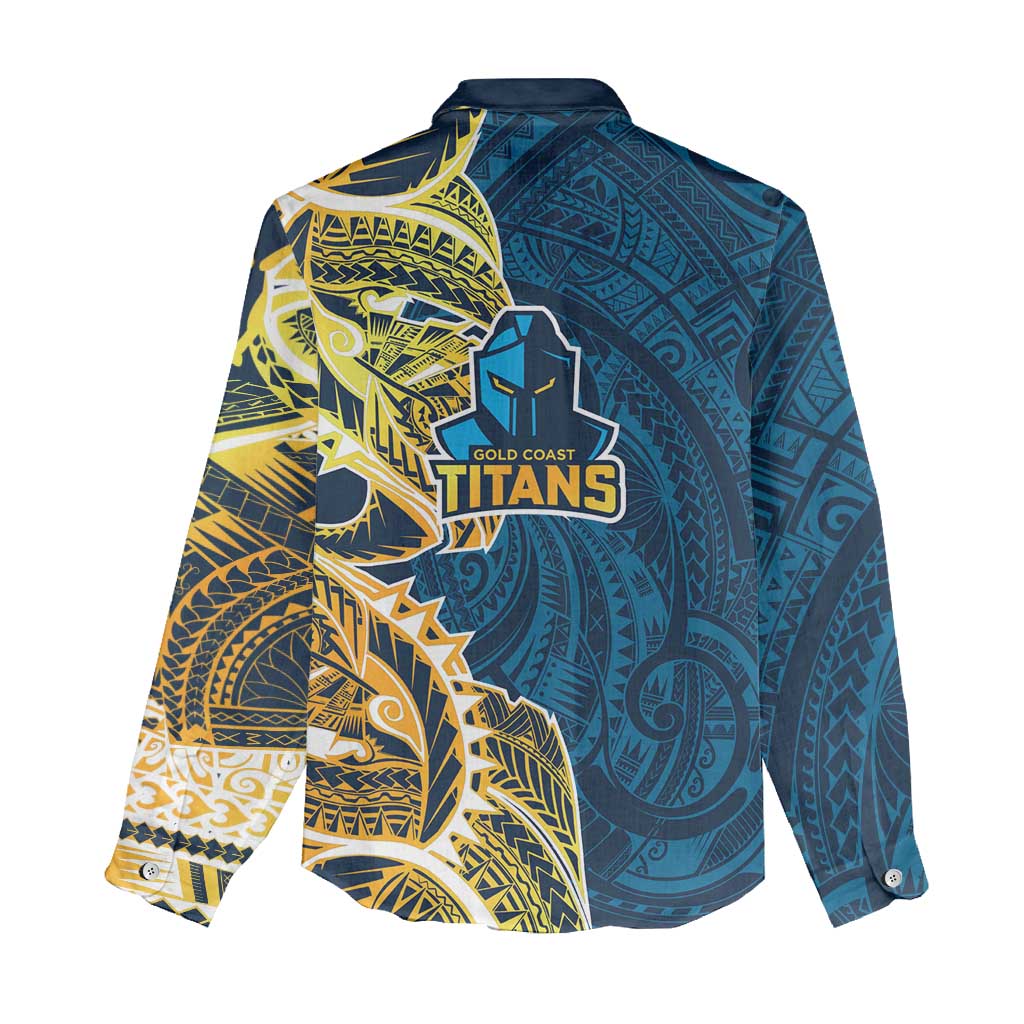 Gold Coast Titans Women Casual Shirt Polynesian Tribal Tattoo Pacific Sport Art