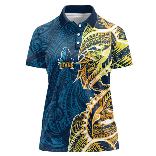 Gold Coast Titans Women Polo Shirt Polynesian Tribal Tattoo Pacific Sport Art
