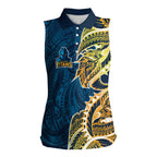 Gold Coast Titans Women Sleeveless Polo Shirt Polynesian Tribal Tattoo Pacific Sport Art