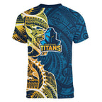 Gold Coast Titans Women V-Neck T-Shirt Polynesian Tribal Tattoo Pacific Sport Art