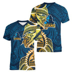 Gold Coast Titans Women V-Neck T-Shirt Polynesian Tribal Tattoo Pacific Sport Art