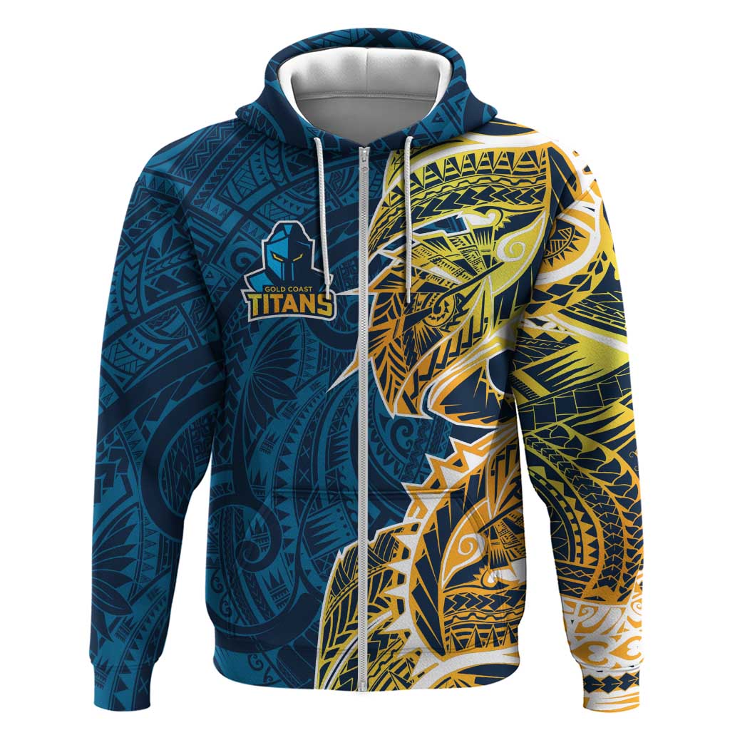 Gold Coast Titans Zip Hoodie Polynesian Tribal Tattoo Pacific Sport Art