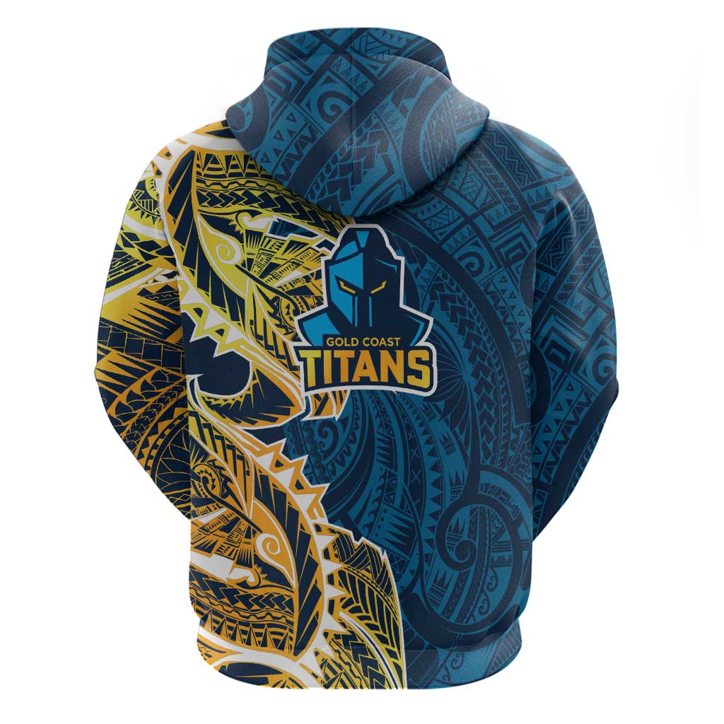 Gold Coast Titans Zip Hoodie Polynesian Tribal Tattoo Pacific Sport Art