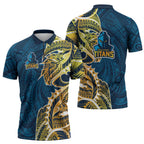 Gold Coast Titans Zipper Polo Shirt Polynesian Tribal Tattoo Pacific Sport Art