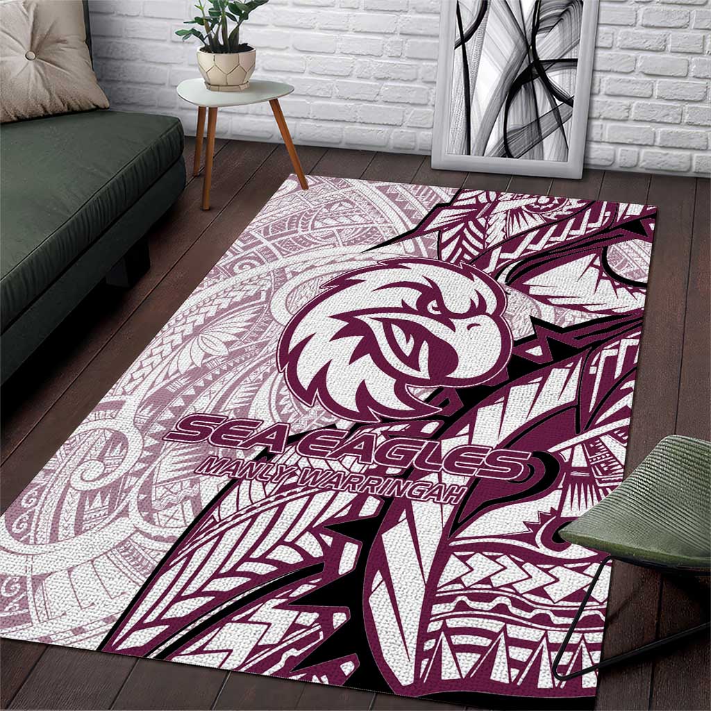 Sea Eagles Area Rug Polynesian Tribal Tattoo Pacific Sport Art