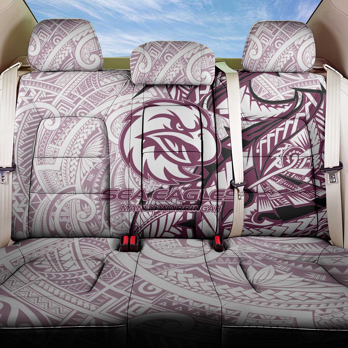 Sea Eagles Back Car Seat Cover Polynesian Tribal Tattoo Pacific Sport Art