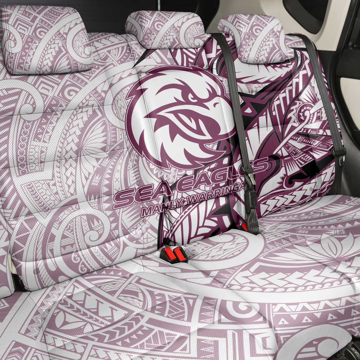 Sea Eagles Back Car Seat Cover Polynesian Tribal Tattoo Pacific Sport Art