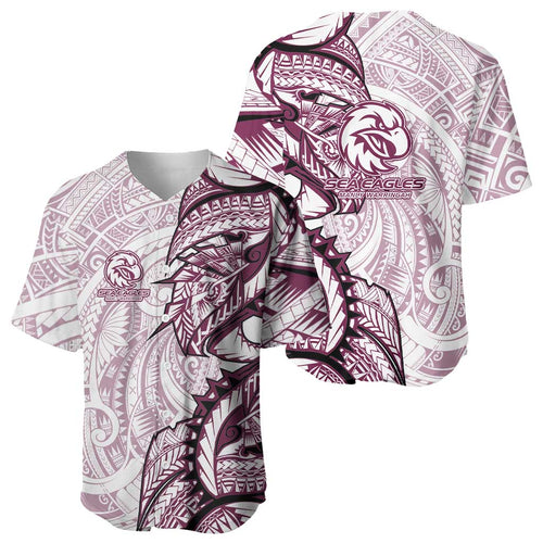 Sea Eagles Baseball Jersey Polynesian Tribal Tattoo Pacific Sport Art