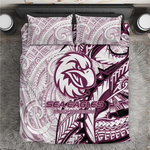 Sea Eagles Bedding Set Polynesian Tribal Tattoo Pacific Sport Art