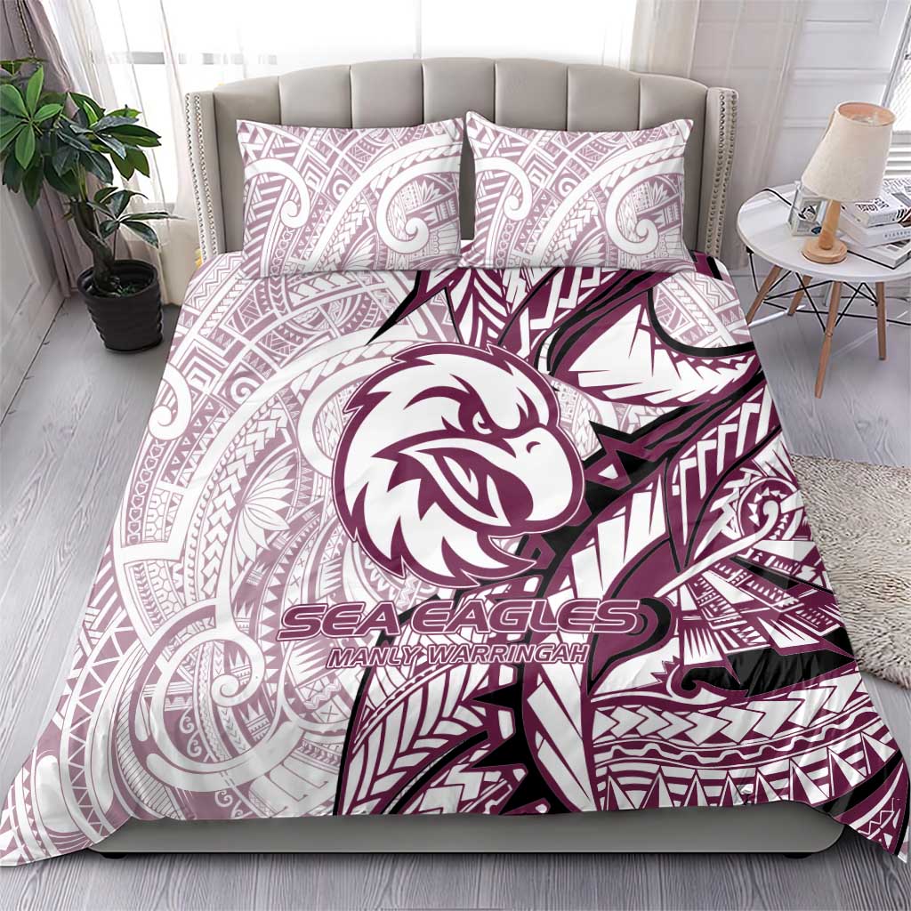 Sea Eagles Bedding Set Polynesian Tribal Tattoo Pacific Sport Art
