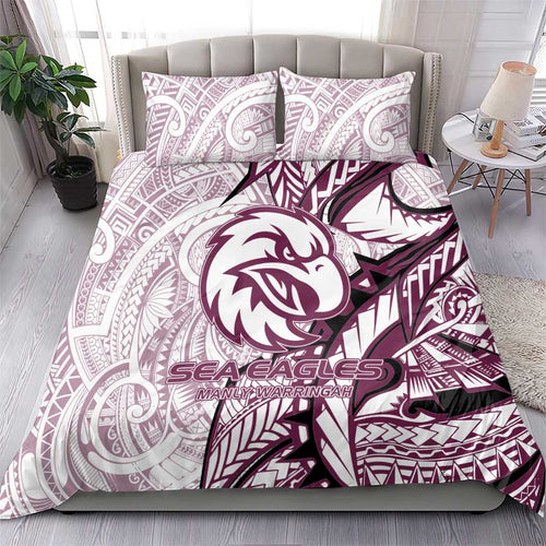 Sea Eagles Bedding Set Polynesian Tribal Tattoo Pacific Sport Art