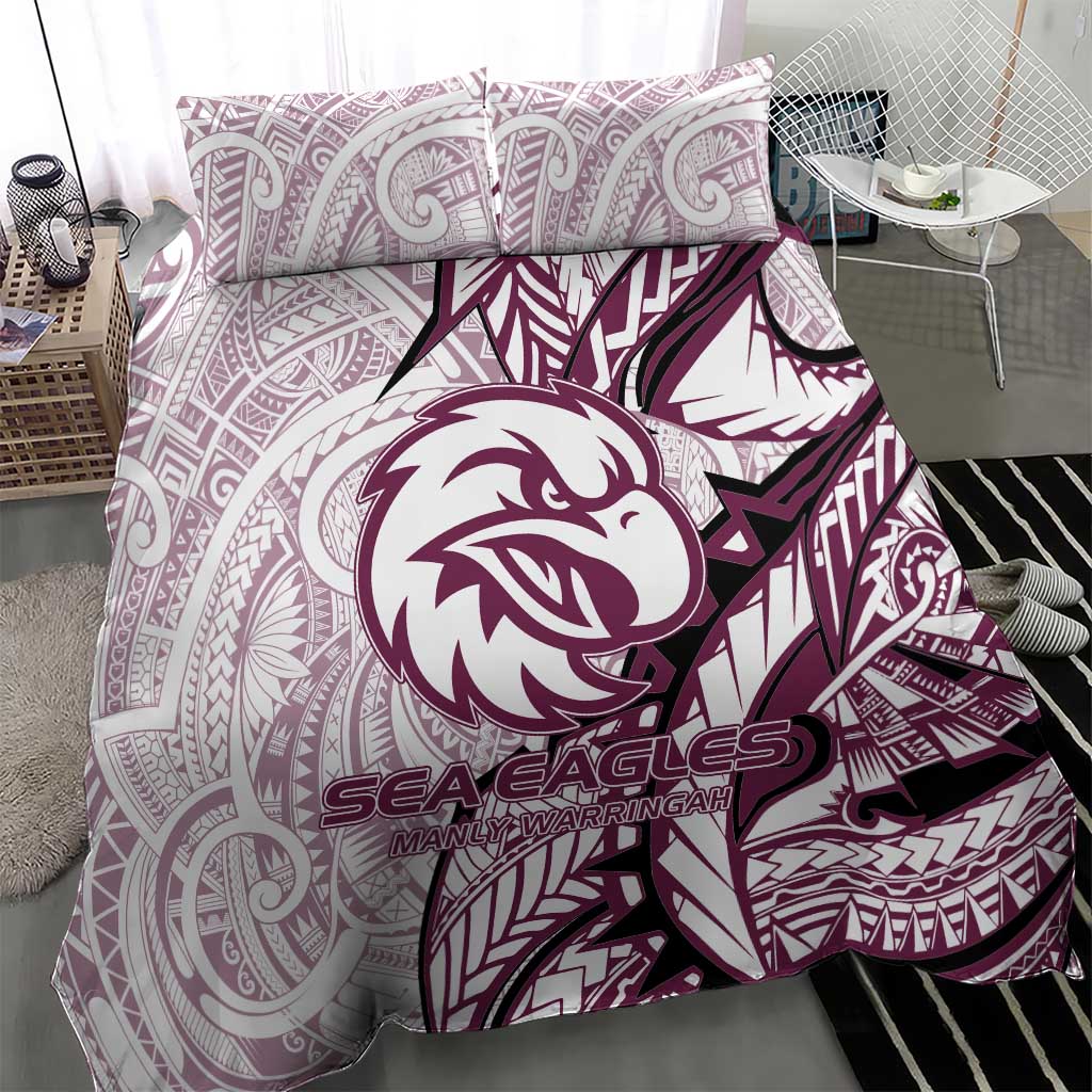 Sea Eagles Bedding Set Polynesian Tribal Tattoo Pacific Sport Art