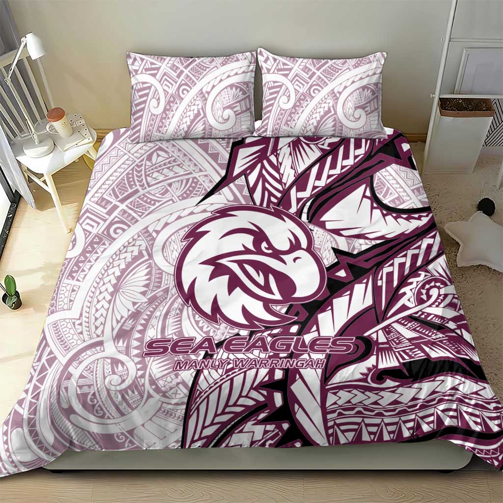 Sea Eagles Bedding Set Polynesian Tribal Tattoo Pacific Sport Art