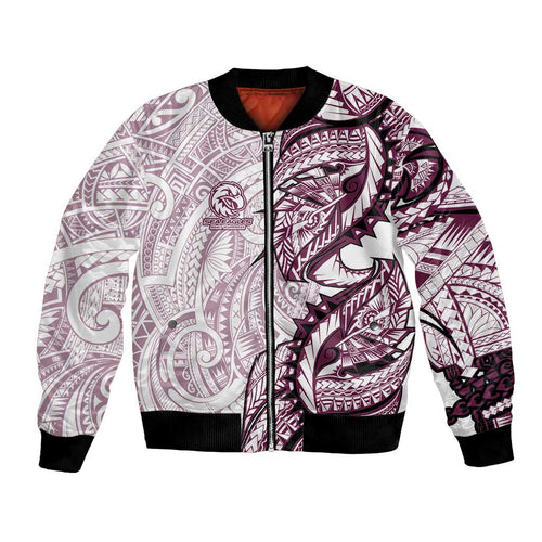 Sea Eagles Bomber Jacket Polynesian Tribal Tattoo Pacific Sport Art