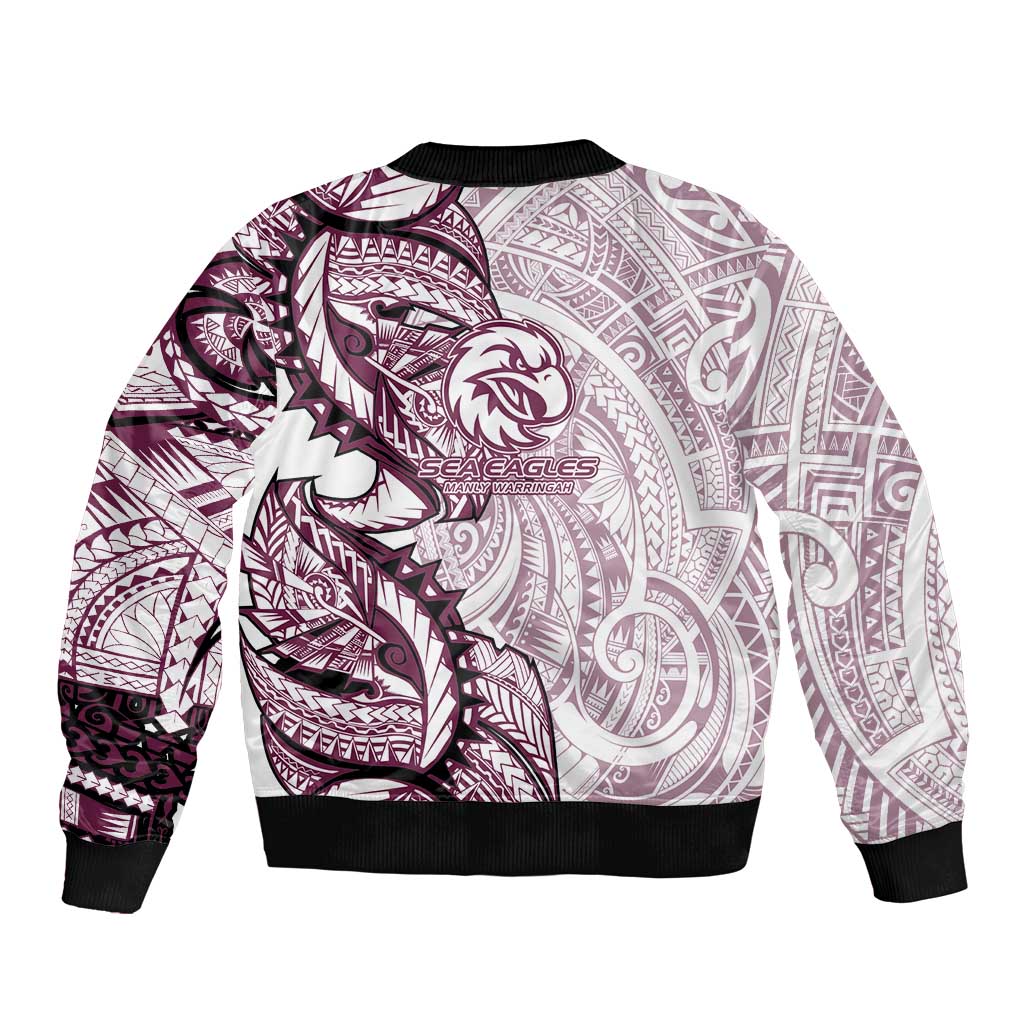Sea Eagles Bomber Jacket Polynesian Tribal Tattoo Pacific Sport Art