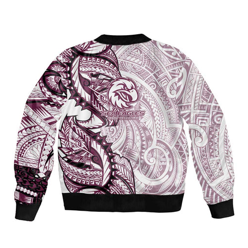 Sea Eagles Bomber Jacket Polynesian Tribal Tattoo Pacific Sport Art