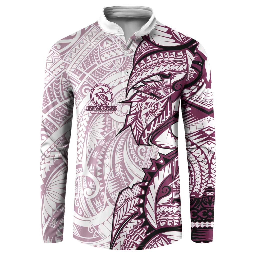 Sea Eagles Button Sweatshirt Polynesian Tribal Tattoo Pacific Sport Art