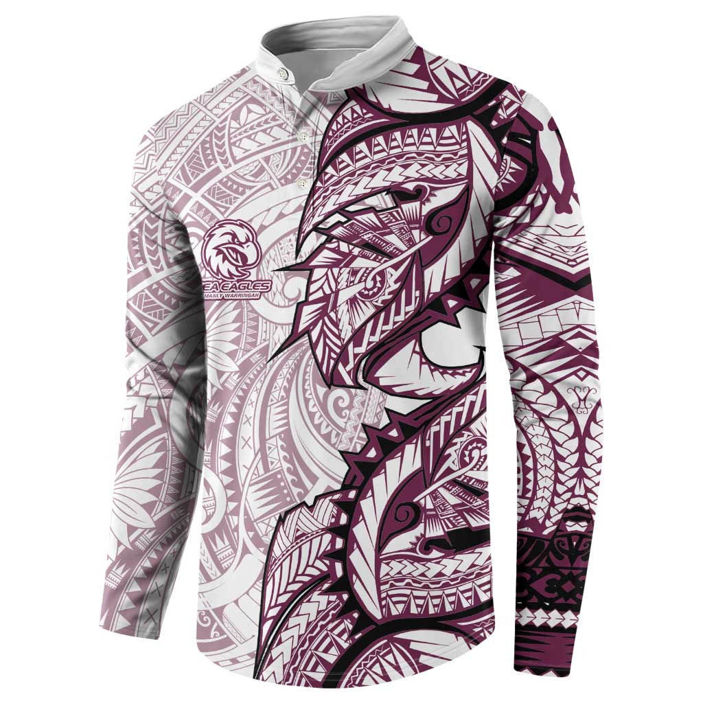 Sea Eagles Button Sweatshirt Polynesian Tribal Tattoo Pacific Sport Art
