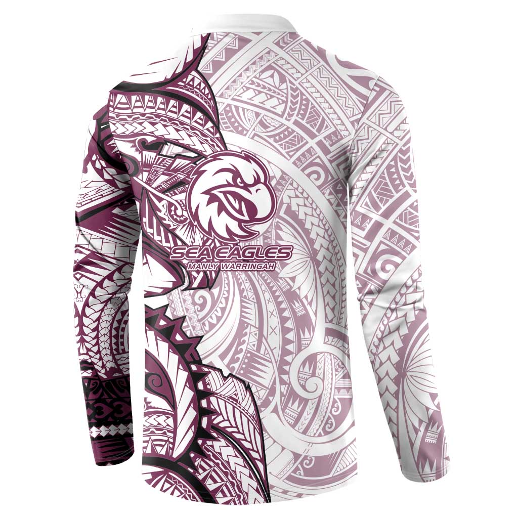 Sea Eagles Button Sweatshirt Polynesian Tribal Tattoo Pacific Sport Art