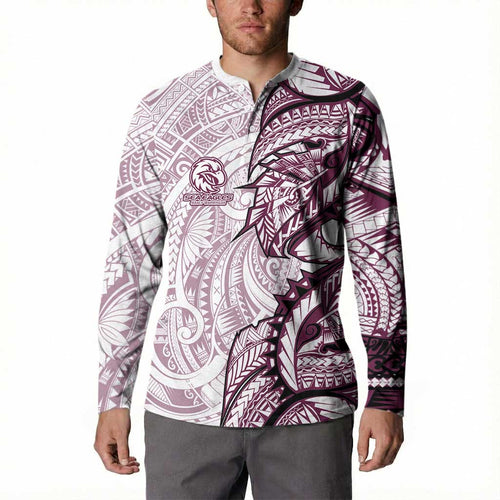 Sea Eagles Button Sweatshirt Polynesian Tribal Tattoo Pacific Sport Art