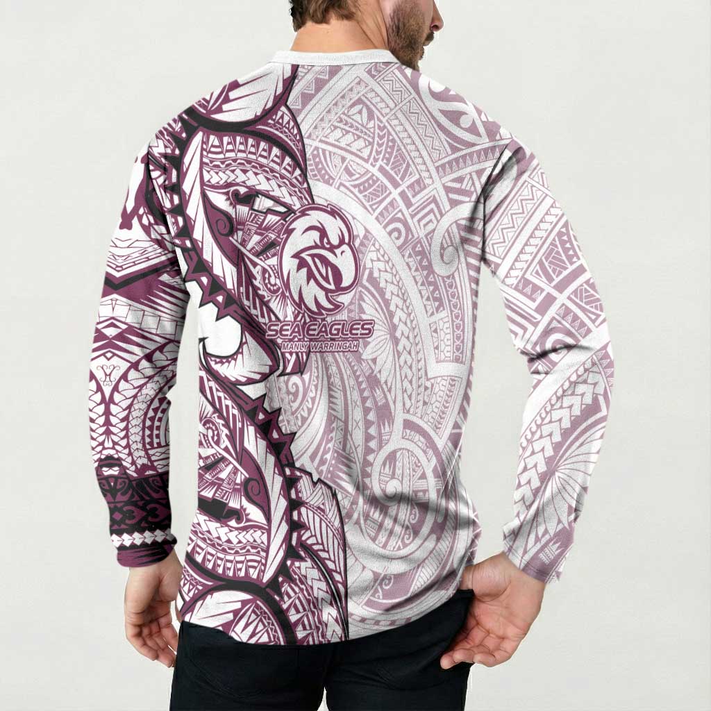 Sea Eagles Button Sweatshirt Polynesian Tribal Tattoo Pacific Sport Art