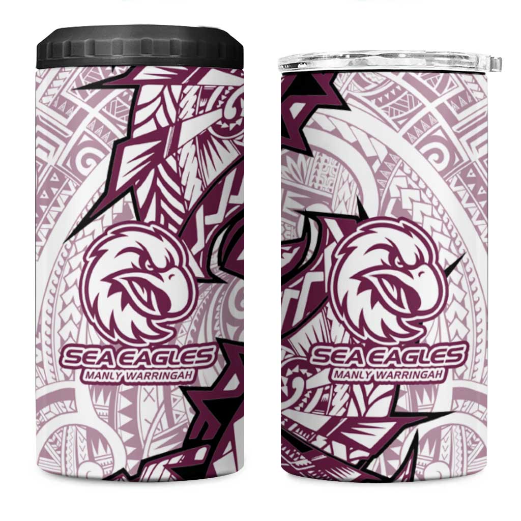 Sea Eagles 4 in 1 Can Cooler Tumbler Polynesian Tribal Tattoo Pacific Sport Art