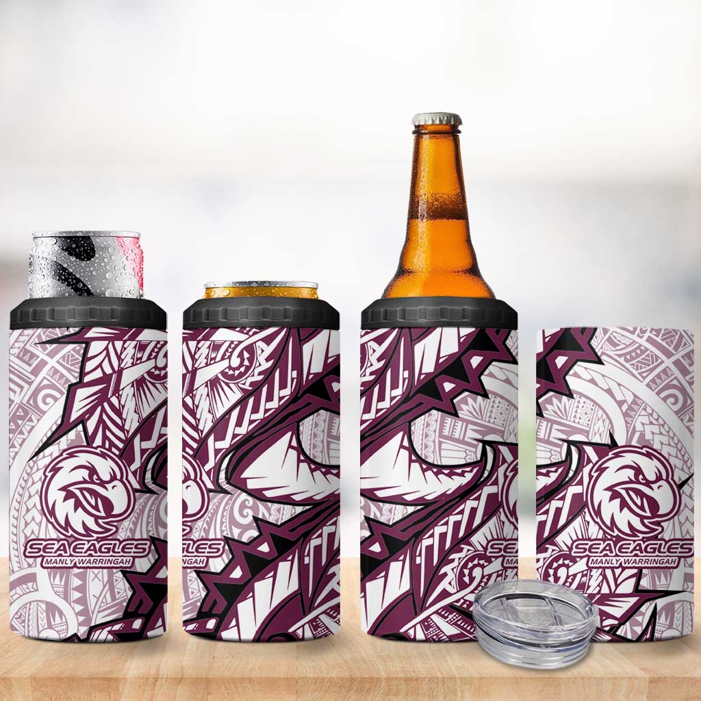 Sea Eagles 4 in 1 Can Cooler Tumbler Polynesian Tribal Tattoo Pacific Sport Art