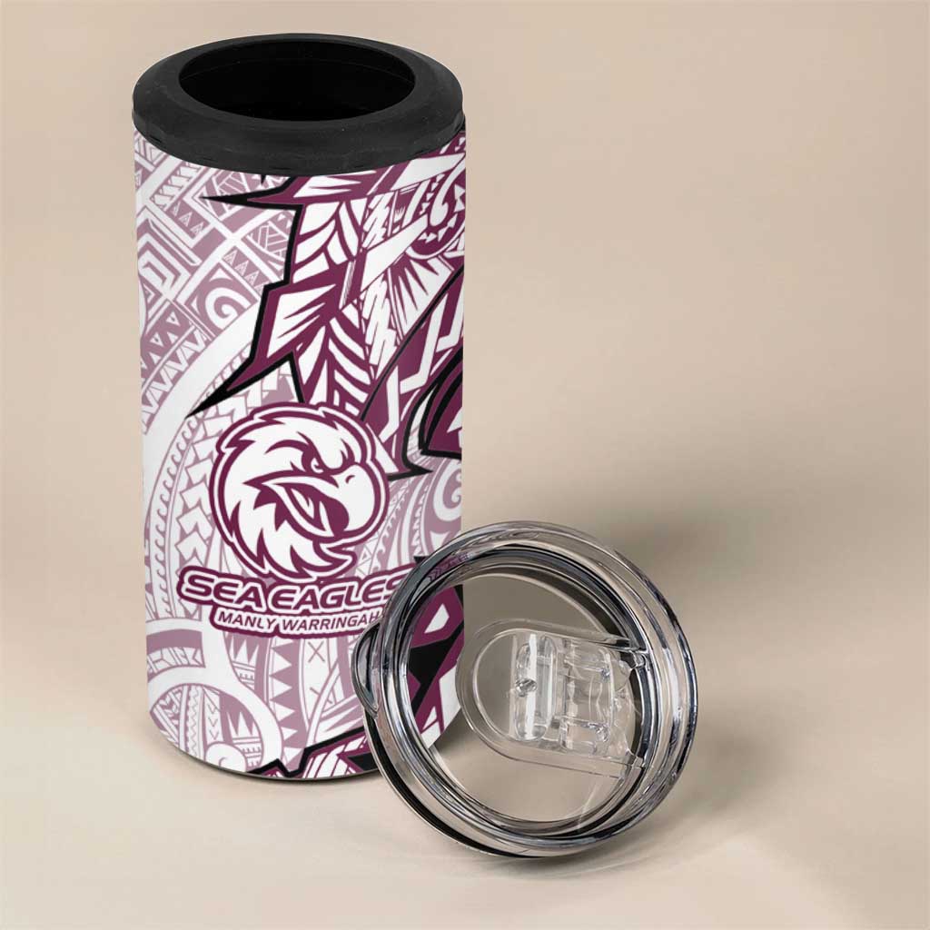 Sea Eagles 4 in 1 Can Cooler Tumbler Polynesian Tribal Tattoo Pacific Sport Art
