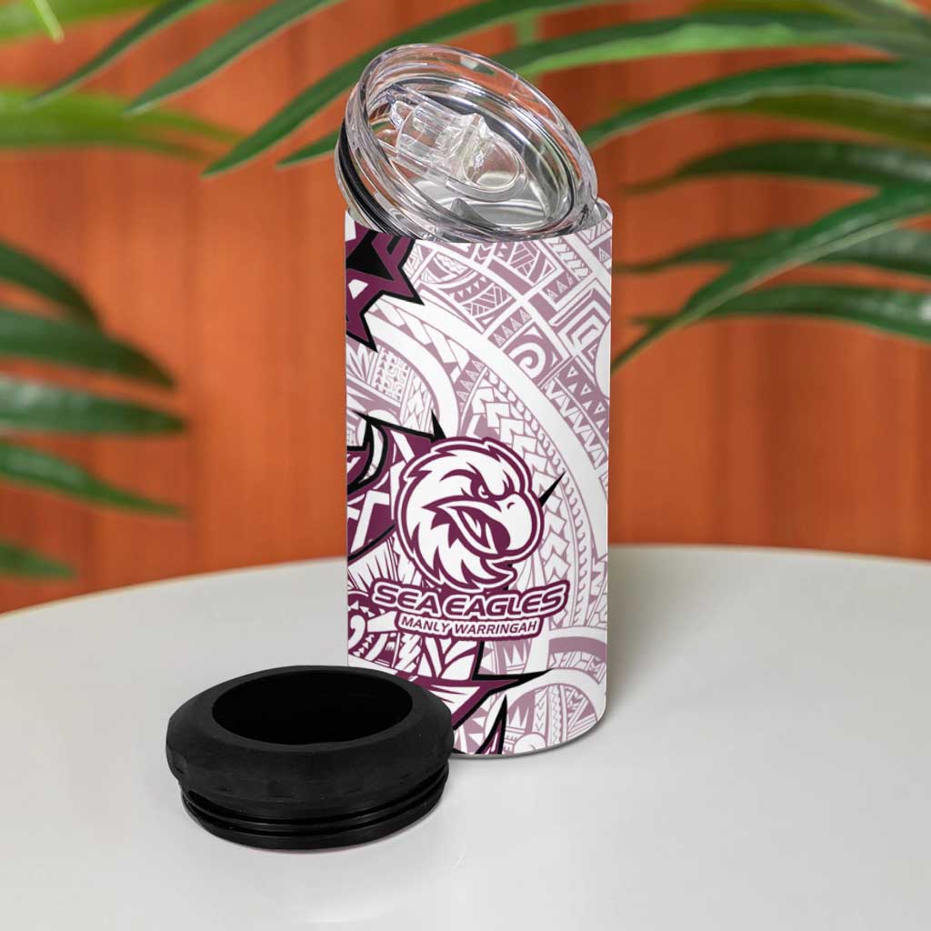 Sea Eagles 4 in 1 Can Cooler Tumbler Polynesian Tribal Tattoo Pacific Sport Art