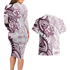 Sea Eagles Couples Matching Long Sleeve Bodycon Dress and Hawaiian Shirt Polynesian Tribal Tattoo Pacific Sport Art