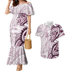 Sea Eagles Couples Matching Mermaid Dress and Hawaiian Shirt Polynesian Tribal Tattoo Pacific Sport Art