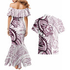 Sea Eagles Couples Matching Mermaid Dress and Hawaiian Shirt Polynesian Tribal Tattoo Pacific Sport Art