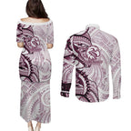Sea Eagles Couples Matching Puletasi and Long Sleeve Button Shirt Polynesian Tribal Tattoo Pacific Sport Art
