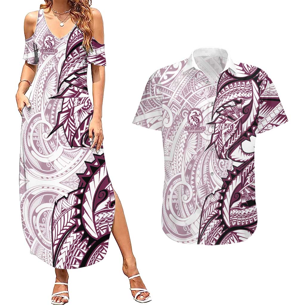 Sea Eagles Couples Matching Summer Maxi Dress and Hawaiian Shirt Polynesian Tribal Tattoo Pacific Sport Art