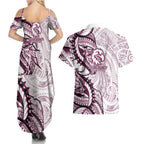 Sea Eagles Couples Matching Summer Maxi Dress and Hawaiian Shirt Polynesian Tribal Tattoo Pacific Sport Art