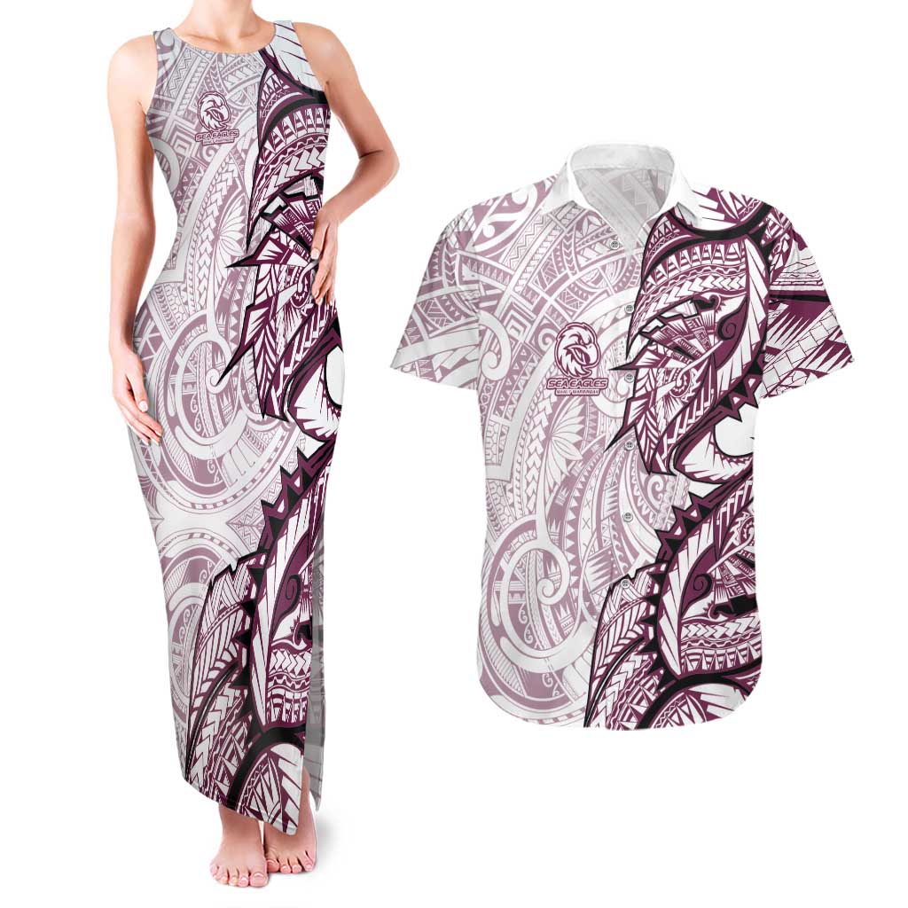 Sea Eagles Couples Matching Tank Maxi Dress and Hawaiian Shirt Polynesian Tribal Tattoo Pacific Sport Art