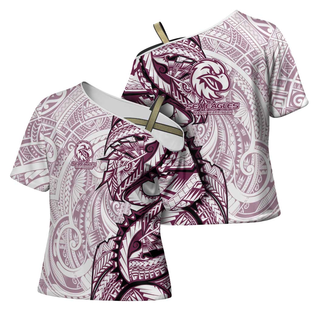 Sea Eagles Cross Shoulder Shirt Polynesian Tribal Tattoo Pacific Sport Art